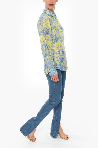 Hidden Buttoning HABOTAI Printed Silk Shirt