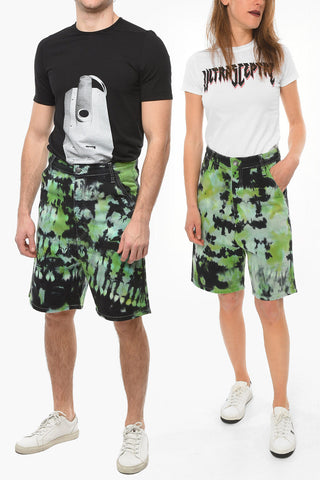 Shorts in Denim Alex Fit con Stampa Tye-dye