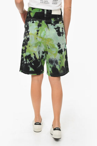 Shorts in Denim Alex Fit con Stampa Tye-dye