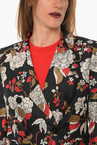 COUTURE Silk Unlined Double-breasted Blazer with Floral Print