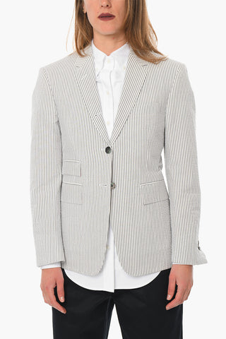 Blazer SEERSUCKER in Cotone con Motivo a Righe Awning