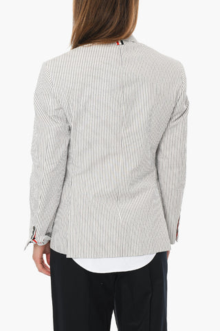 Blazer SEERSUCKER in Cotone con Motivo a Righe Awning