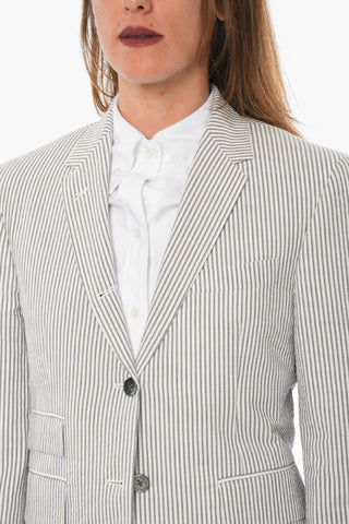 Blazer SEERSUCKER in Cotone con Motivo a Righe Awning
