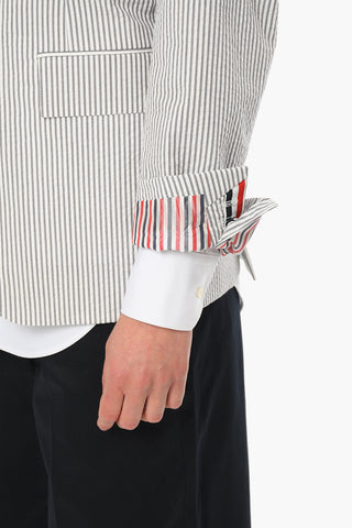 Blazer SEERSUCKER in Cotone con Motivo a Righe Awning