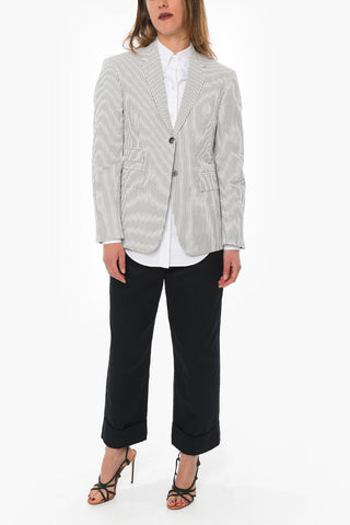 Blazer SEERSUCKER in Cotone con Motivo a Righe Awning