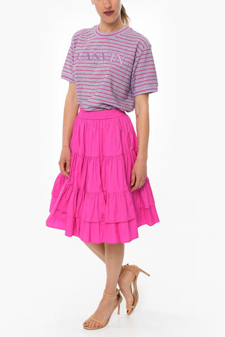Jacquard Fabric Flared Midi Skirt