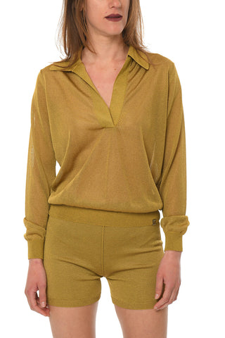 Long-sleeved BUTTERFLY Lurex Polo