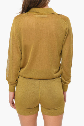 Long-sleeved BUTTERFLY Lurex Polo