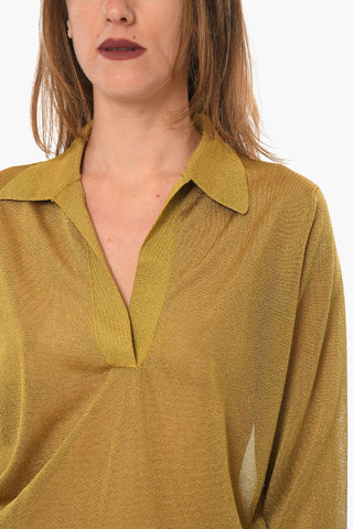 Long-sleeved BUTTERFLY Lurex Polo