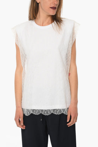 Crewneck Sleeveless T-shirt With Logo Print