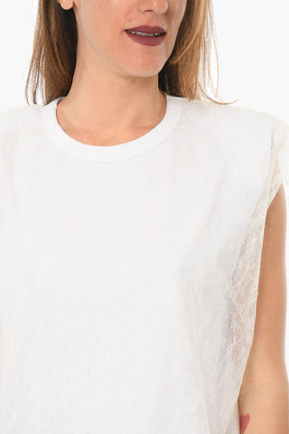 Crewneck Sleeveless T-shirt With Logo Print
