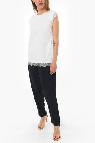 Crewneck Sleeveless T-shirt With Logo Print