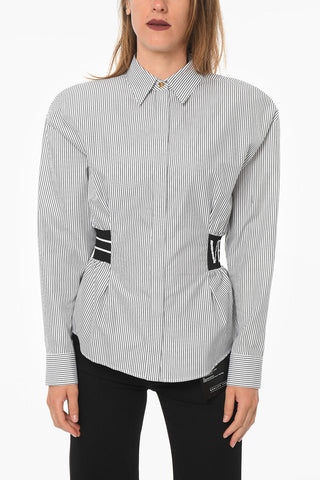 Striped-pattern Shirt with Logoed Waistband