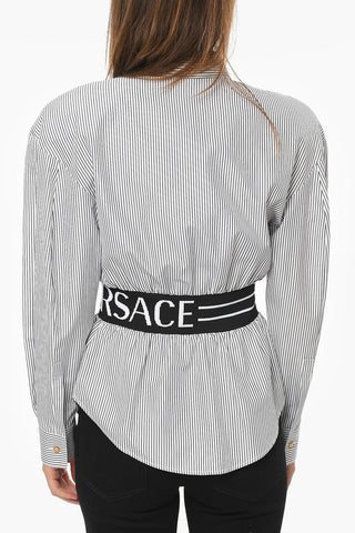 Striped-pattern Shirt with Logoed Waistband