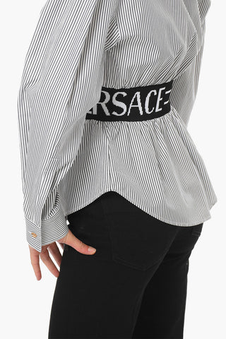 Striped-pattern Shirt with Logoed Waistband
