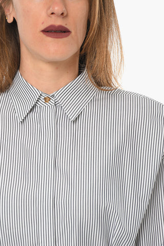 Striped-pattern Shirt with Logoed Waistband