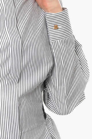 Striped-pattern Shirt with Logoed Waistband