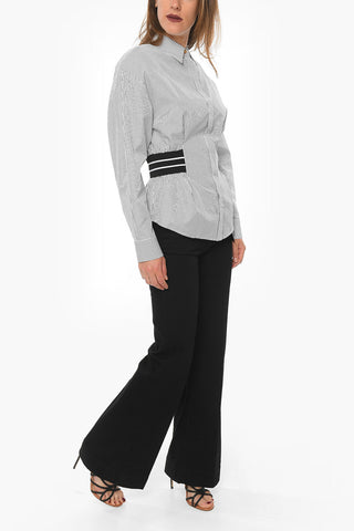Striped-pattern Shirt with Logoed Waistband