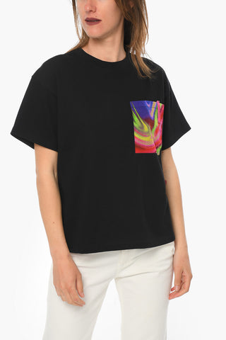 EMPORIO SUSTAINABILITY PROJECT T-shirt Girocollo con Tasca Mutlicolor Traforata