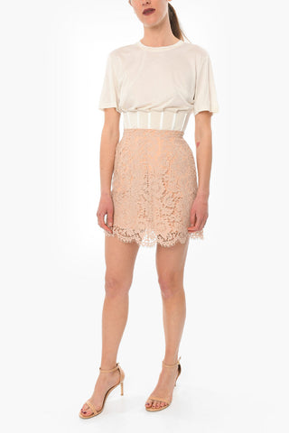 Minigonna Aderente in Pizzo con Sottoveste