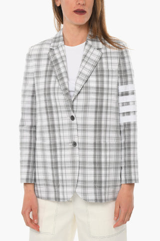 Checkered Motif OXFORD Cotton Blazer