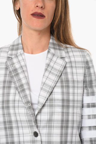 Checkered Motif OXFORD Cotton Blazer