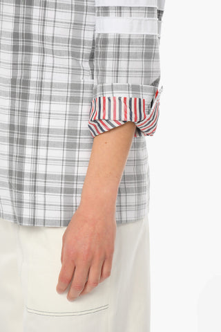 Checkered Motif OXFORD Cotton Blazer