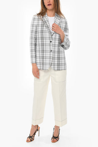 Checkered Motif OXFORD Cotton Blazer