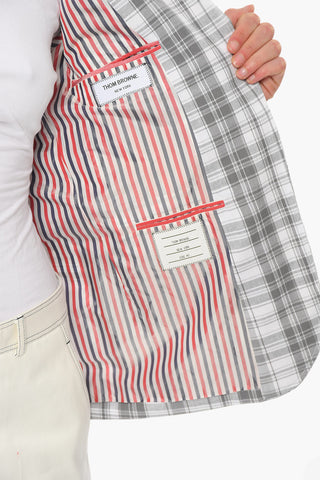 Checkered Motif OXFORD Cotton Blazer