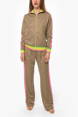 Drawstring Waist Pants and Full Zip Sweatshirt Monogram Tracksuit