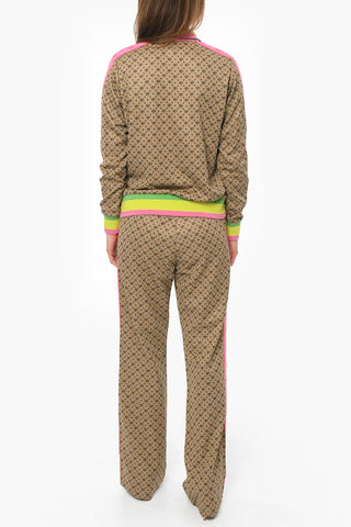 Drawstring Waist Pants and Full Zip Sweatshirt Monogram Tracksuit