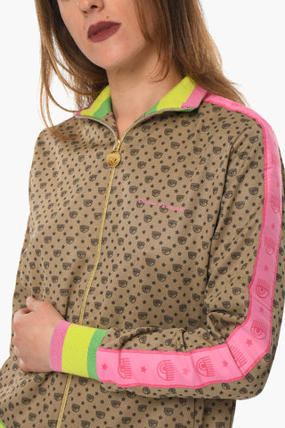 Drawstring Waist Pants and Full Zip Sweatshirt Monogram Tracksuit