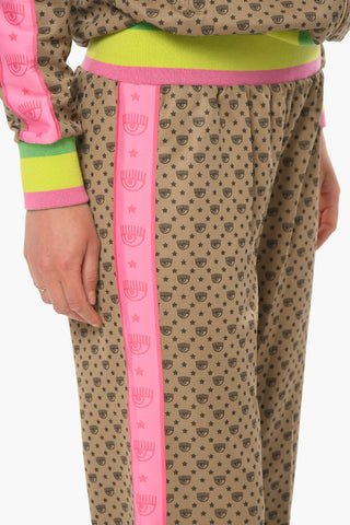 Drawstring Waist Pants and Full Zip Sweatshirt Monogram Tracksuit
