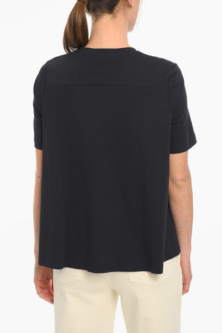Viscose-blend T-shirt with Logoed Tape and Embroidery