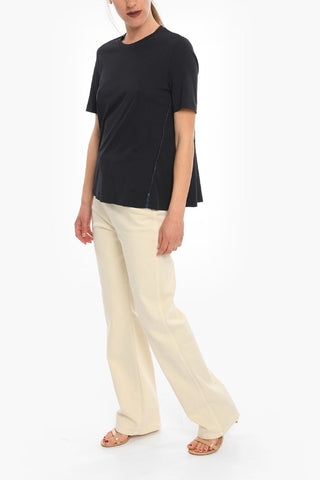 Viscose-blend T-shirt with Logoed Tape and Embroidery