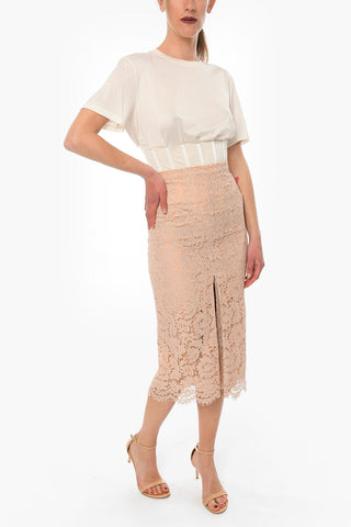 Lace Long Skirt with Petticoat and Front Vent