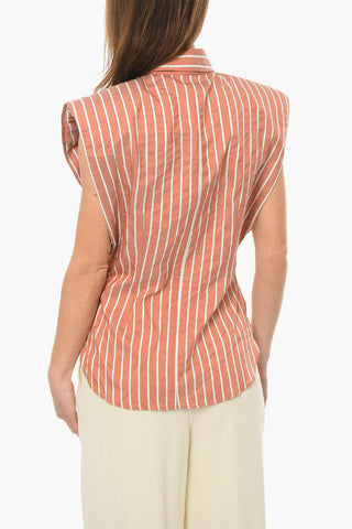 Camicia Smanicata ENZA in Popeline di Cotone con Spallini Removibili