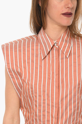 Camicia Smanicata ENZA in Popeline di Cotone con Spallini Removibili