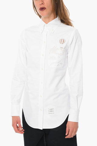 Openwork Detail HOT AIR BALLOON Cotton Shirt
