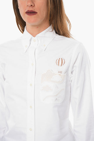 Openwork Detail HOT AIR BALLOON Cotton Shirt