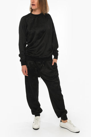 Brushed Cotton Crewneck Swater With Embroidered Logo
