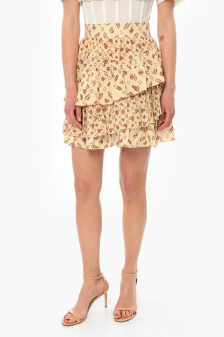 AMINTA Miniskirt with Tiered Ruffles and Artistic Print