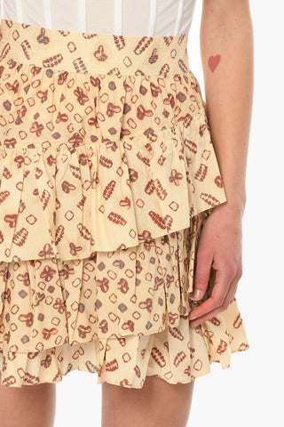 AMINTA Miniskirt with Tiered Ruffles and Artistic Print