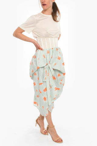 Quilted Wrap Skirt FUMIE with Side Knot
