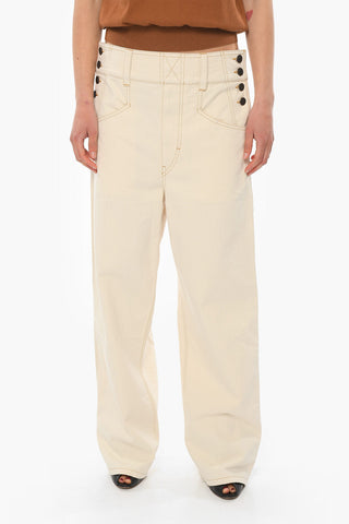 High-waisted MYLER Wide-leg Denims with Side Button-fastening