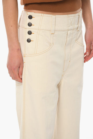 High-waisted MYLER Wide-leg Denims with Side Button-fastening