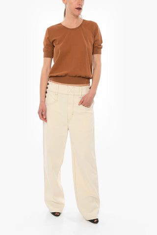 High-waisted MYLER Wide-leg Denims with Side Button-fastening