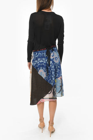 GOLD LINE Viscose Wrap Dress with V-neckline and Lettering