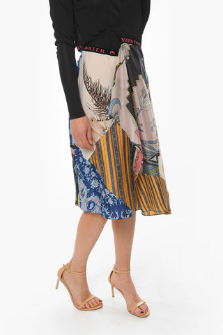 GOLD LINE Viscose Wrap Dress with V-neckline and Lettering