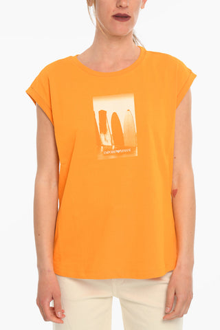 EMPORIO SUSTAINABILITY PROJECT Sleeveless Crew-neck T-shirt with Logo Print